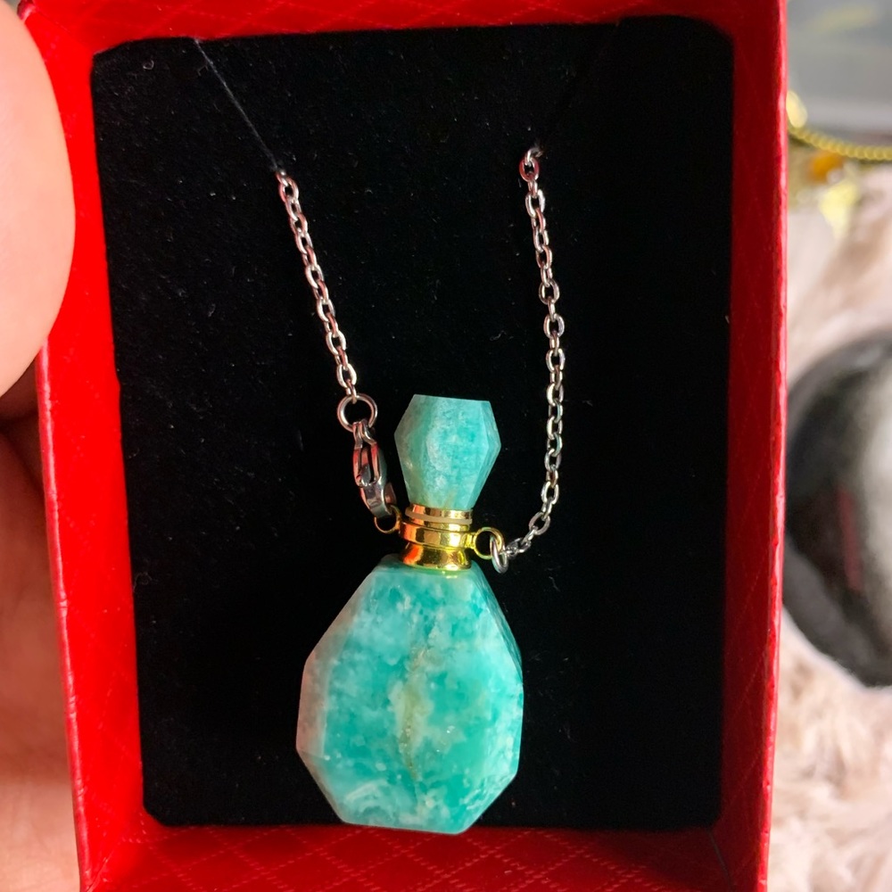 Amazonite essentially oil necklace bottle pendant